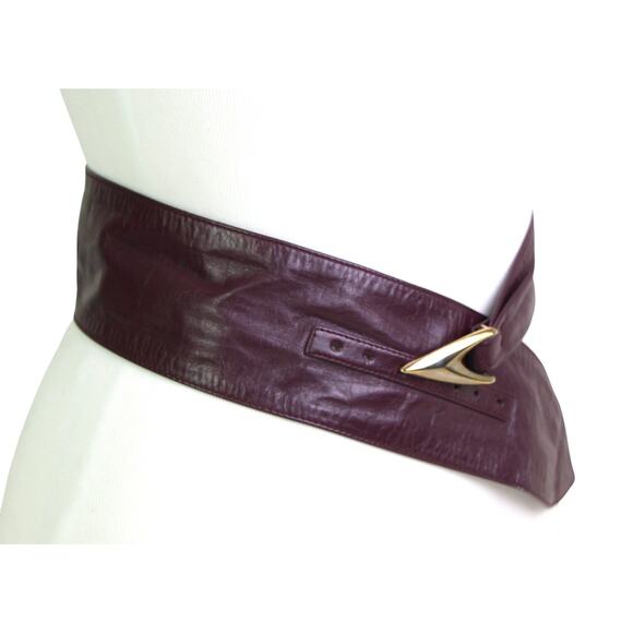 VTG 80 BURGUNDY GENUINE LEATHER 2 7/8"Wd CORSET WIDE DRESS WOMEN'S BELT Sz M (X8 - Picture 5 of 11